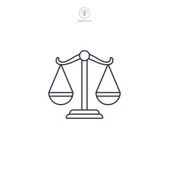 Balance Scale, Law scale Icon theme symbol vector illustration isolated on white background