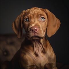 Portrait of a five month old cute Hungarian Vizsla puppy