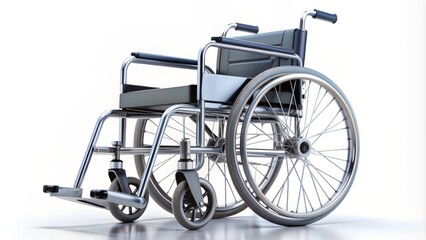 A lone wheelchair's metallic frame and worn rubber tire occupy the frame, symbolizing disability and accessibility struggles.