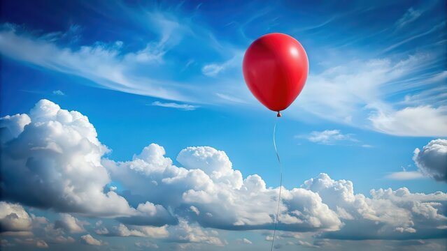 Bloon floating in the sky with clouds in the background, hot air balloon, air travel, adventure, colorful