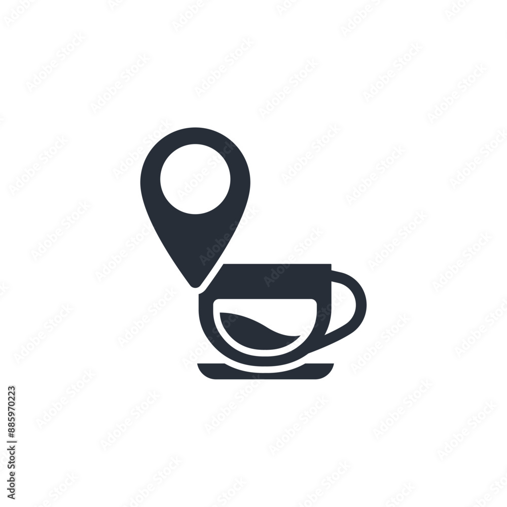 Poster location coffe icon. vector.editable stroke.linear style sign for use web design,logo.symbol illustr