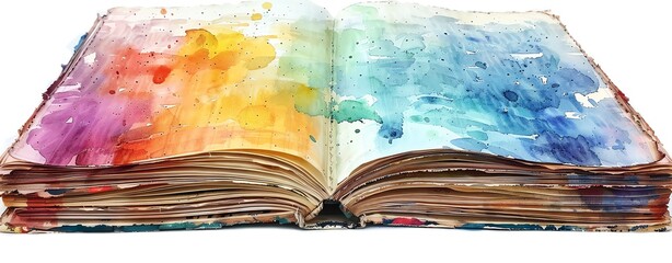 Artsy watercolorthemed journal with artistic splashes, lots of copy space