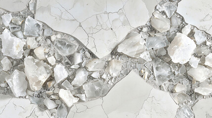 Close-Up of Broken White Marble with Intricate Details and Textures