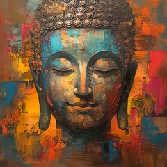 Fototapeta premium Beautiful oil painting of a Buddha
