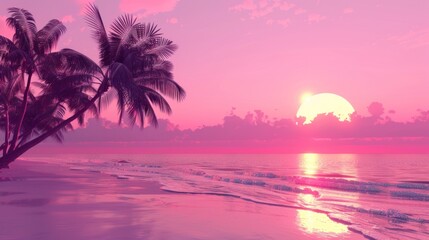 Pink Sunset on a Tropical Beach