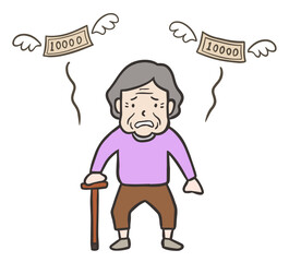 老後破産して困っている女性の老人