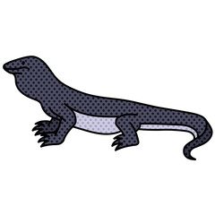 komodo dragon animal reptile halftone hand drawn  color vector illustration