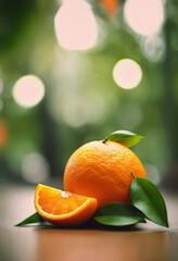 Fresh Orange With Green Leaves