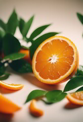 Fresh Orange With Green Leaves