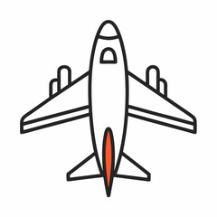 Airplane icon, simple line vector illustration, white background
