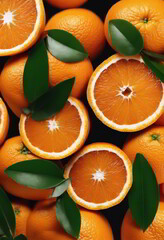 Fresh Orange With Green Leaves