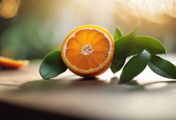 Fresh Orange With Green Leaves
