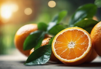 Fresh Orange With Green Leaves