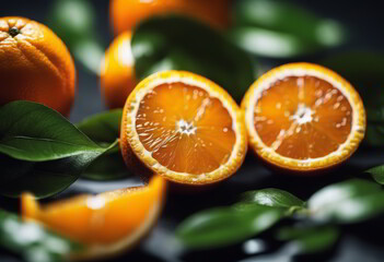 Fresh Orange With Green Leaves