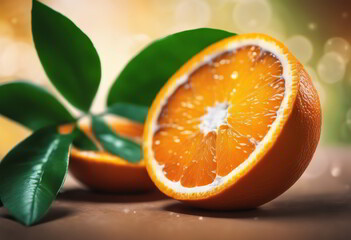 Fresh Orange With Green Leaves