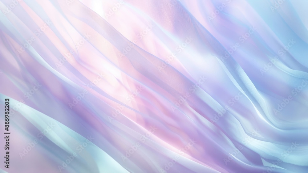 Poster elegant fabric with flowing waves in pastel colors, creating a soft and serene abstract pattern.