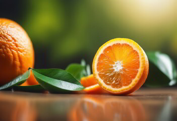 Fresh Orange With Green Leaves