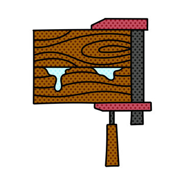 wooden board clamped, comic style clip art preview