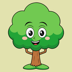 Cartoon Tree Vector Art Illustration
