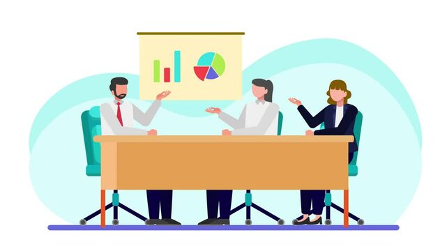 Animated video Work place concept. Full length animation illustration. High quality 4k footage.