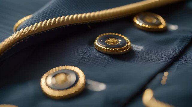In this image we see a closeup of a members blazer sleeve showcasing the gold piping and cuff buttons with the yacht clubs logo engraved on them. The attention to detail and quality