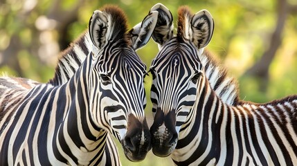 Fototapeta premium Two plains zebras (Equus burchelli) in natural habitat