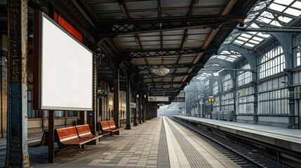 Blank poster at railway station.