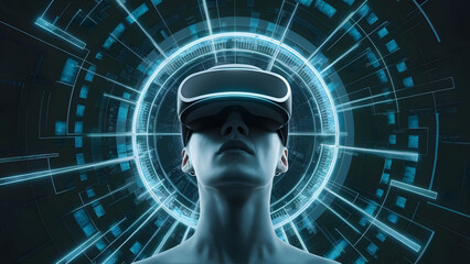 virtual reality glasses technological 3d illustration blue light hologram