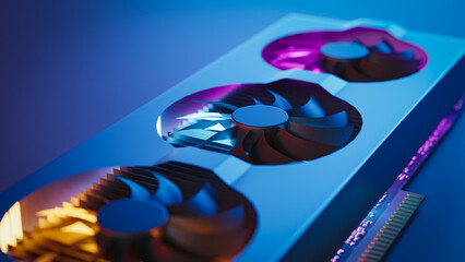 GPU computing chip of graphics card. 3d rendering