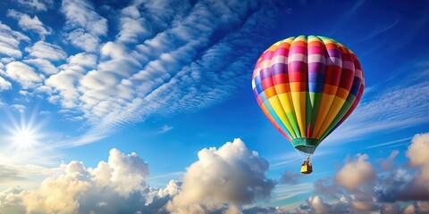 Fototapeta premium A colorful bloon floating in the sky, bloon, air, flying, colorful, sky, float, balloon, vibrant, clouds, celebration, party