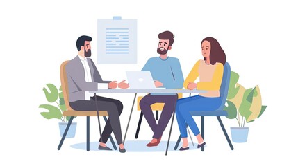 A happy couple discussing their mortgage with a bank advisor, symbolizing trust and financial planning. Generative AI