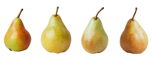 set of bartlett pear ripe cut out transparent background.