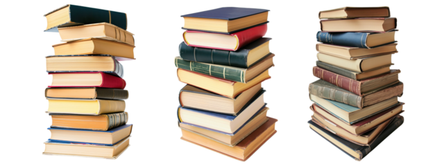 set of book stack cut out transparent background