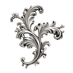 Fototapeta premium Sparking frame silver Decorate vintage baroque corner ornament retro pattern antique style acanthus. Decorative design element filigree calligraphy vector. You can use for wedding decoration