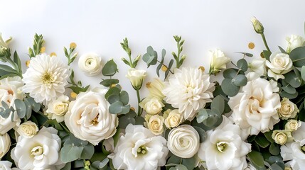 White Flowers and Greenery Border.
