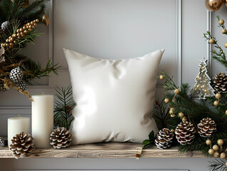 Mockup template for Pillow Design christmas decoration, generated ai