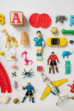 Colorful pattern of vintage retro toys