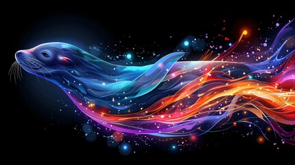 Abstract Seal in a Vibrant Symphony of Colors