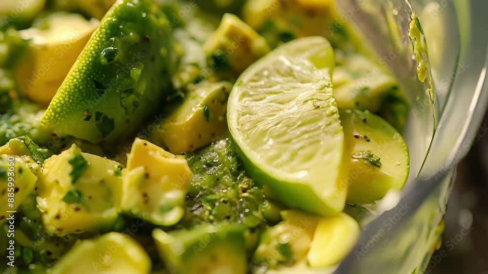 Poster chunks of creamy avocado and zesty lime are perfectly blended together in the food chopper creating 