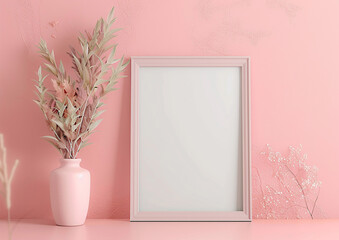 Vintage-style frame mockup, pastel hues, easily add designs