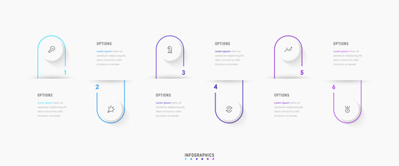 Vector Infographic label design template with icons and 6 options or steps. Can be used for process diagram, presentations, workflow layout, banner, flow chart, info graph.