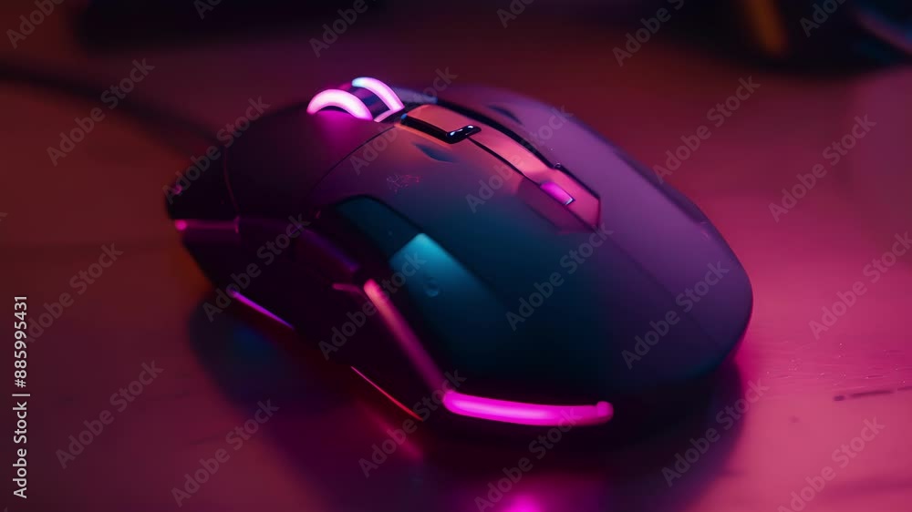 Poster a wireless mouse with customizable buttons and led lights perfect for gaming enthusiasts.