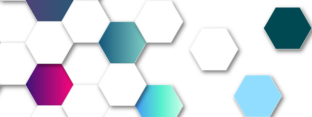 Vector technology luxury colorful hexagonal background vector illustration. Futuristic banner with technology blue hexagons and shiny lights. Design for banner, template, technology, science, medical