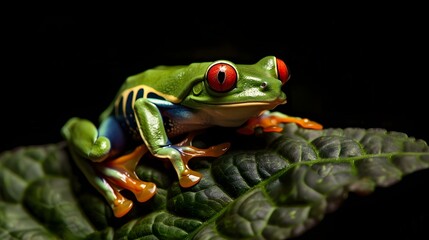 Naklejka premium Red-eyed tree frog (Agalychnis Callidryas) on a leaf