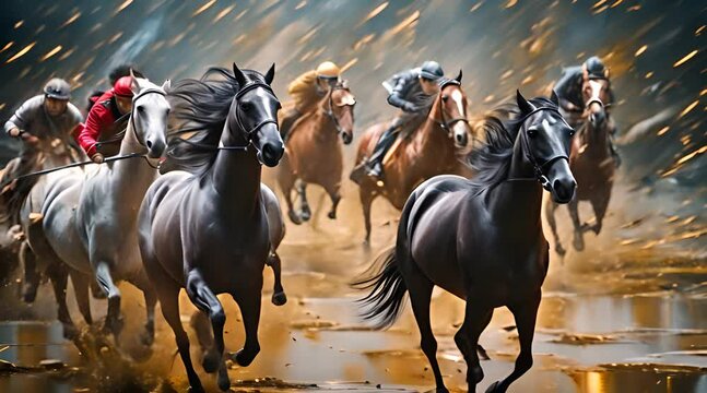 Abstract Painting with Textured Background and Animals