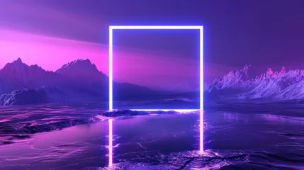Fototapete Neon Frame in a Purple Landscape © ellisa_studio