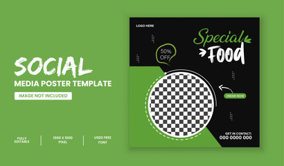 Delicious Food Social Media Post Design Template.
