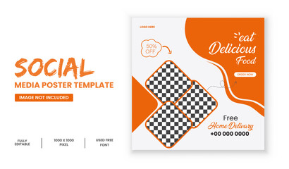 Delicious Food Social Media Post Design Template.
