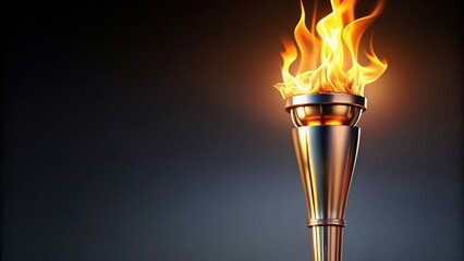 of Olympic torch with realistic flame , Olympics, torch, flame, sports, competition, symbol, victory, gold, athletics
