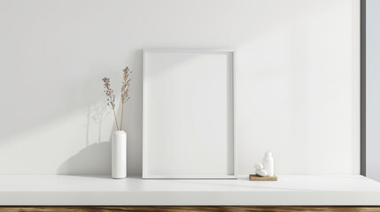Vertical White Mockup Frame Minimalist Modern Clean frame Gallery Display Wedding Wall frame Interior design Photo frame